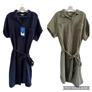 WEATHERPROOF Vintage Original Women Gauze Navy & Green Dress (2 for 1) LARGE-NWT